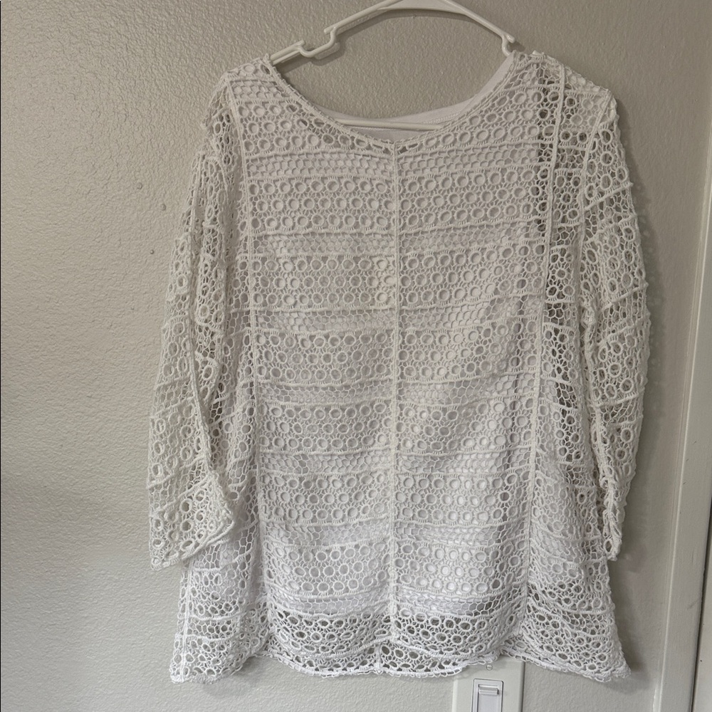 Christopher & Banks White Lace Blouse